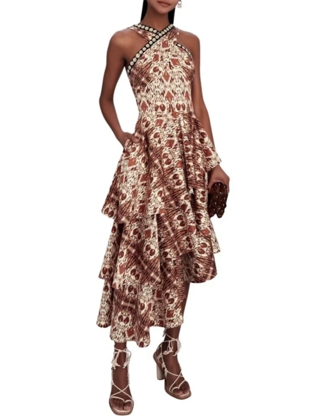 NWT Autumn Adeigbo Signy Tiered Asymmetrical Dress Sz. 8